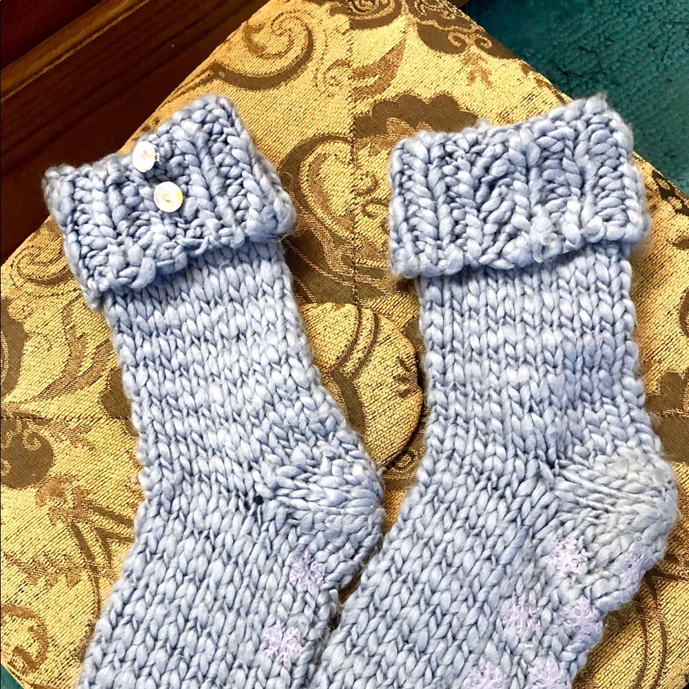 Blue Slipper Socks W/ Buttons